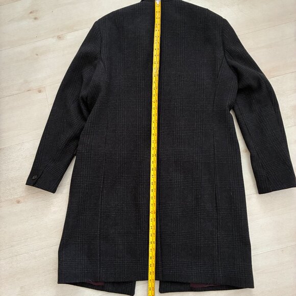 All Saints Black and Charcoal Wool Plaid Luxury Coat Size XXL - Picture 2 of 8